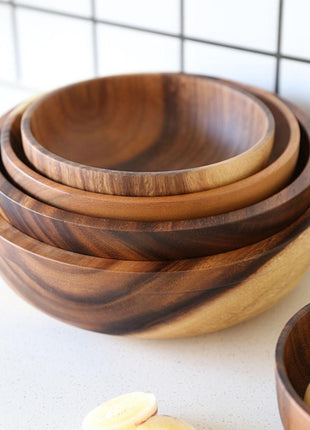 Kitchen Natural Wooden Bowl Household Fruit Bowl Salad Bowl For Home Restaurant Food Container Wooden Utensils Note The Size Hot
