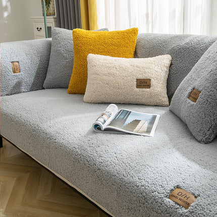Modern Solid Color Winter Lamb Wool Sofa Towel