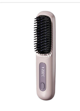 2 In 1 Straight Hair Comb Wireless Hair Straightener Brush Hair Fast Heating Portable Hot Curler USB Charging