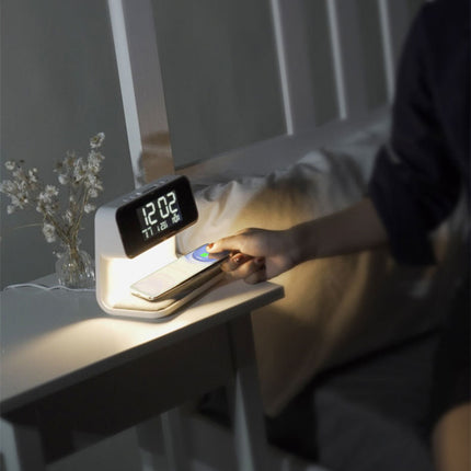 3-in-1 Bedside Lamp with Wireless Charging Clock
