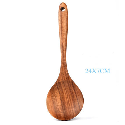 Teak Natural Wood Tableware Spoon Ladle Turner - Space Saving Design
