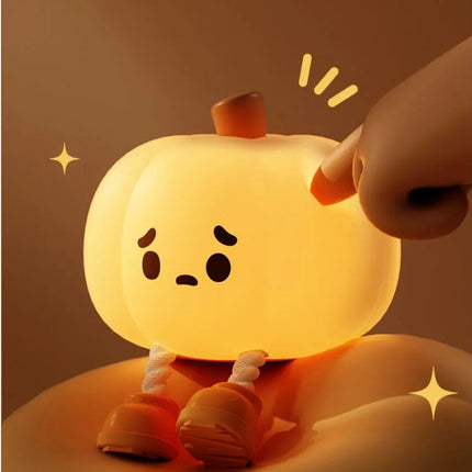 Cute Pumpkin Silicone Night Light – Touch Dimmable