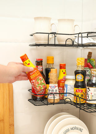 Bathroom Shelf Corner Frame Shower Wrought Iron Kitchen Accessories Storage Rack Holder Bathroom Shelves Bathroom Equipment