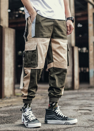 Casual Pocket Contrast Cargo Pants