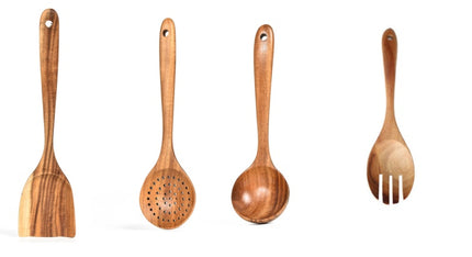 Teak Natural Wood Tableware Spoon Ladle Turner - Space Saving Design