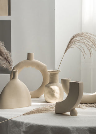 Simplicity Ceramic Vase Dry Flower Arrangement Home Decoration Ornament Living Room Display Art Vases