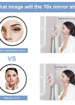 360 Swivel 10x Magnifying Bright LED Lighted Makeup Mirror