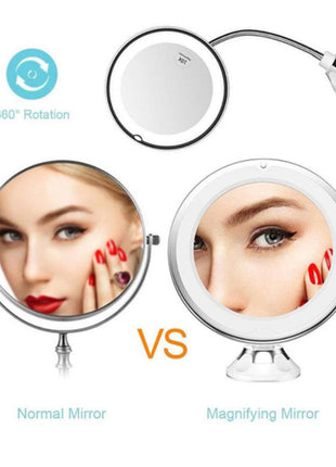360 Swivel 10x Magnifying Bright LED Lighted Makeup Mirror
