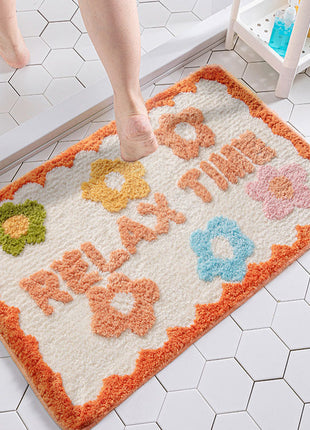 Floral Area Rug – Non-Slip Polyester Bathroom & Home Mat