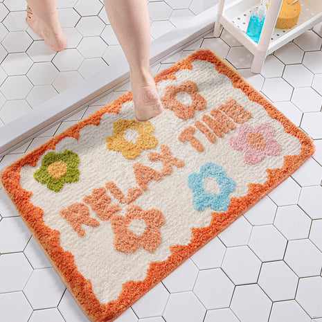 Floral Area Rug – Non-Slip Polyester Bathroom & Home Mat