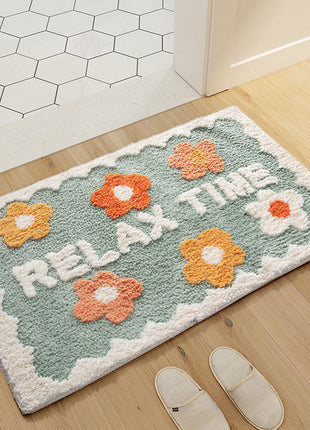 Floral Area Rug – Non-Slip Polyester Bathroom & Home Mat