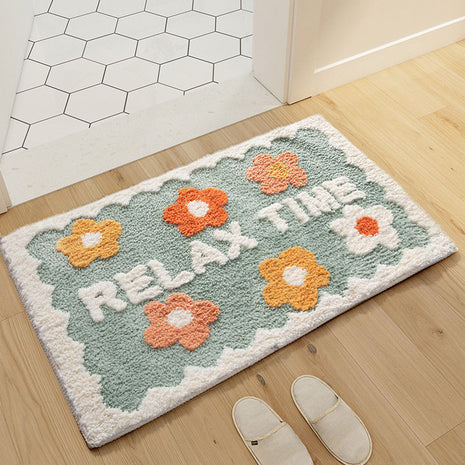 Floral Area Rug – Non-Slip Polyester Bathroom & Home Mat