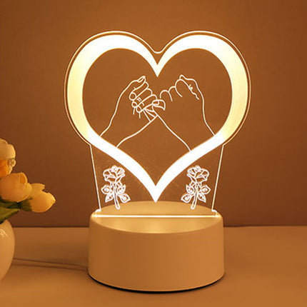 3D Acrylic Heart Light – Romantic LED Night Lamp