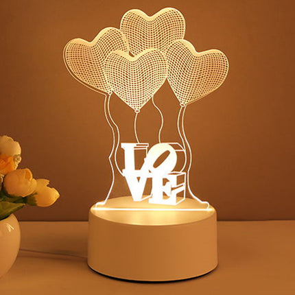 3D Acrylic Heart Light – Romantic LED Night Lamp