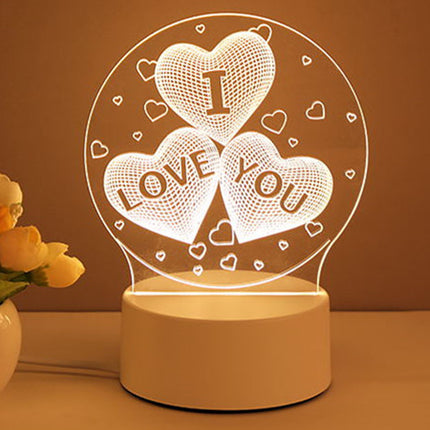 3D Acrylic Heart Light – Romantic LED Night Lamp