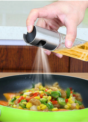 BBQ Healthy Kitchen Cooking Oil Vinegar Spray Bottle Push Type Oil Spray BottlePump Oil Tank Leakproof BBQ Sprayer BBQ Tools Kitchen Gadgets