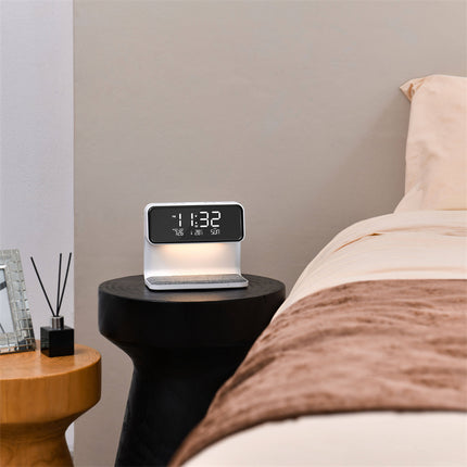 3-in-1 Bedside Lamp with Wireless Charging Clock