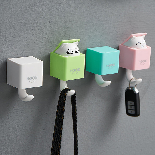 Modern Wall-Mounted Cat Shaped Coat Hook Organizer