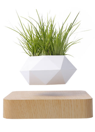 Magnetic Levitation Polygonal Wood Grain Potted Plant