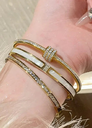 AuraBracelet™ – Titanium Gold Bracelet with Zircon