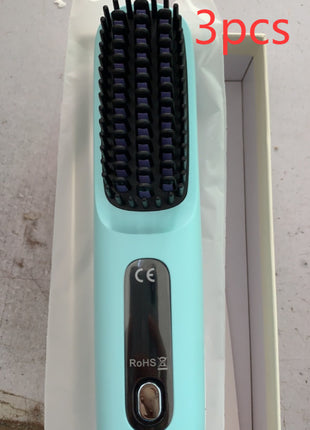2 In 1 Straight Hair Comb Wireless Hair Straightener Brush Hair Fast Heating Portable Hot Curler USB Charging