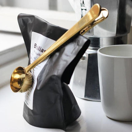 Coffee Scoop with Bag Clip – 2‑in‑1 Stainless Steel Spoon