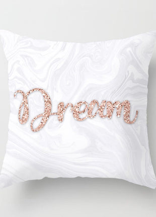 Rose Gold Geometric & Quote Cushion Cover – Peach Skin Pillowcase