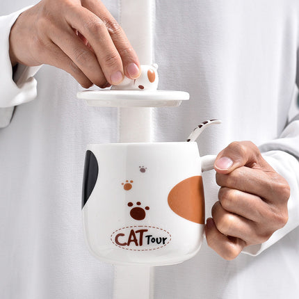 Ceramic Cat Mug with Cute Cartoon Design
