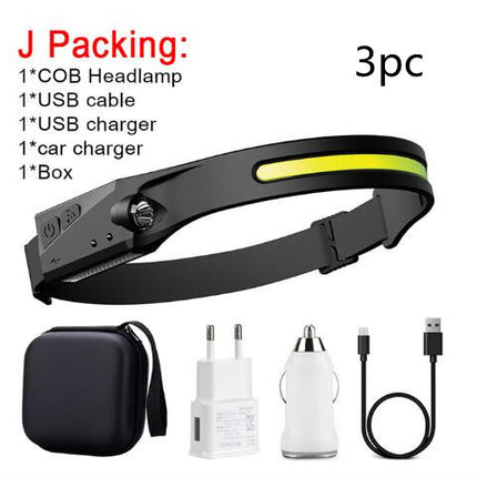 USB Rechargeable Waterproof COB LED Camping Headlamp