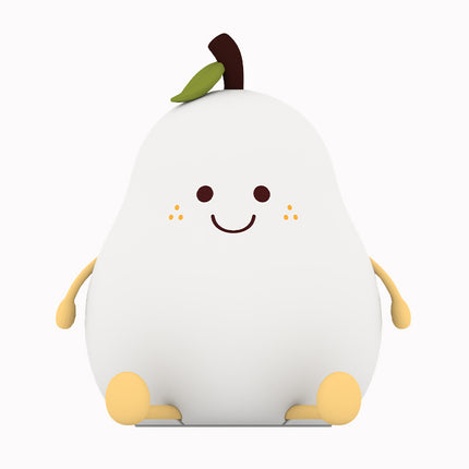 LED Pear Fruit Night Light USB Rechargeable Dimming Touch Silicone Table