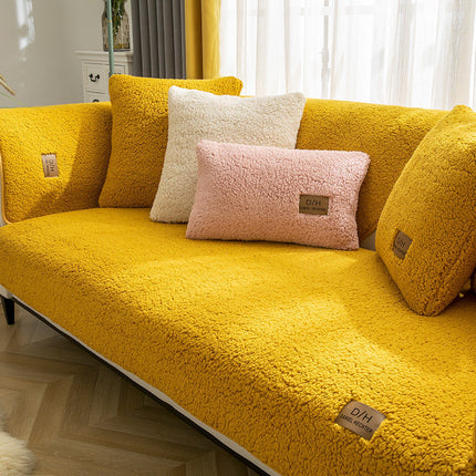 Modern Solid Color Winter Lamb Wool Sofa Towel