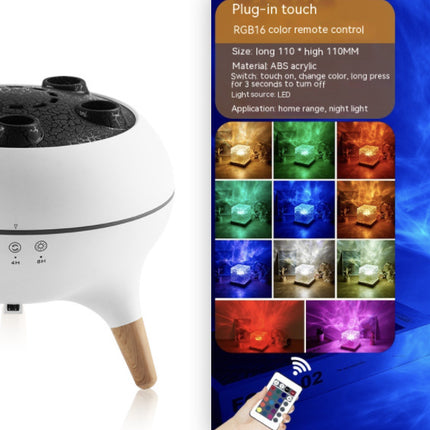 LED Water Ripple Night Light USB Rotating Crystal Lamp