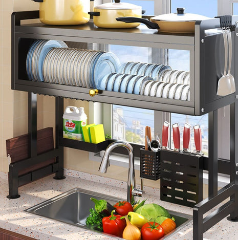 Kitchen Sink Storage Rack – Modern Metal Dish Drying Organizer