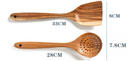 Teak Natural Wood Tableware Spoon Ladle Turner - Space Saving Design