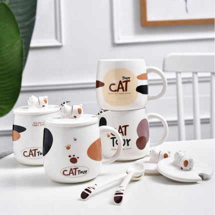 Ceramic Cat Mug with Cute Cartoon Design