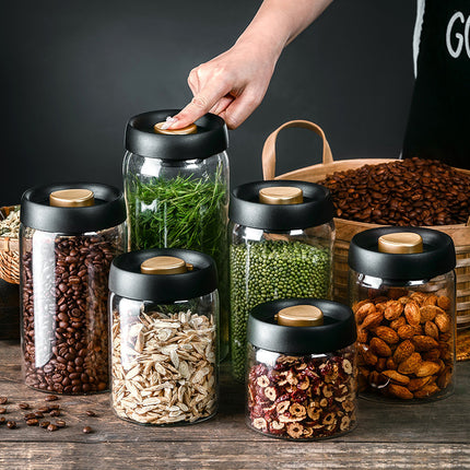 Glass Storage Jar for Coffee and Nuts Vacuum Sealed