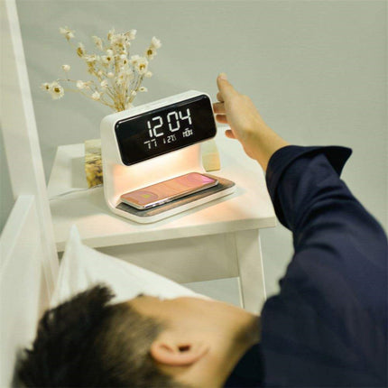 3-in-1 Bedside Lamp with Wireless Charging Clock