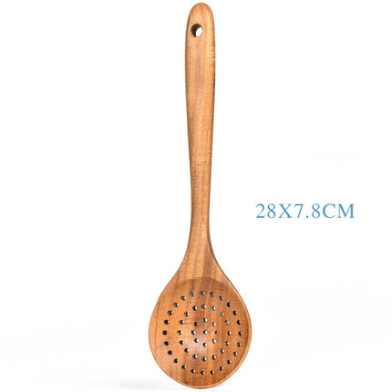 Teak Natural Wood Tableware Spoon Ladle Turner - Space Saving Design