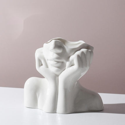 Human Body Shape Ceramic Vase — Effortless Cleaning