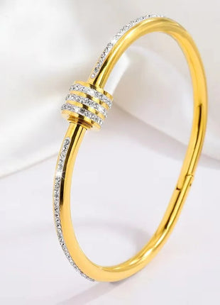 AuraBracelet™ – Titanium Gold Bracelet with Zircon