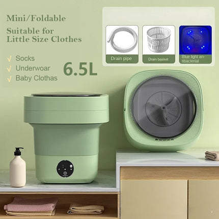 Mini Foldable Washing Machine – 6.5L Portable Washer & Spin Dryer