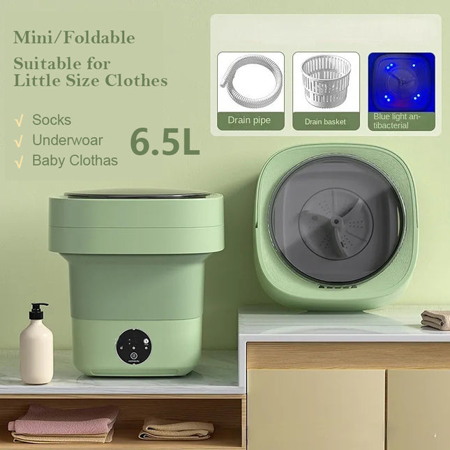 Mini Foldable Washing Machine – 6.5L Portable Washer & Spin Dryer