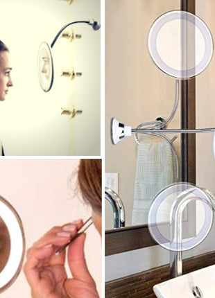 360 Swivel 10x Magnifying Bright LED Lighted Makeup Mirror