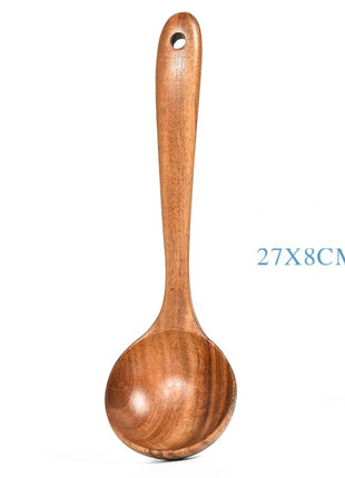 Teak Natural Wood Tableware Spoon Ladle Turner Rice Colander Soup Skimmer Cooking Tool Sets Spoon Scoop Kitchen Tools Gadgets