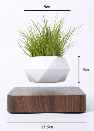 Magnetic Levitation Polygonal Wood Grain Potted Plant