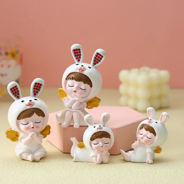 Resin Rabbit Figurine Decorative Home and Office Accent