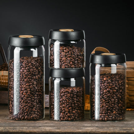 Vacuum Sealed Jug Set Black Coffee Beans Glass