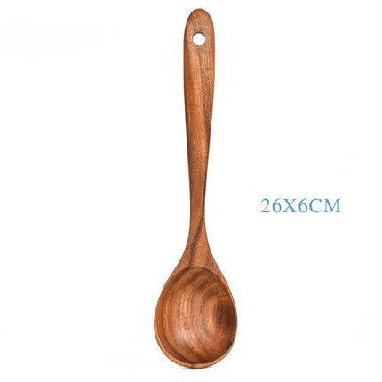 Teak Natural Wood Tableware Spoon Ladle Turner - Space Saving Design