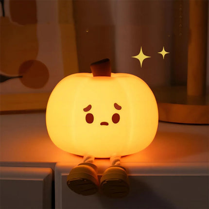 Cute Pumpkin Silicone Night Light – Touch Dimmable