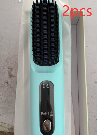 2 In 1 Straight Hair Comb Wireless Hair Straightener Brush Hair Fast Heating Portable Hot Curler USB Charging
